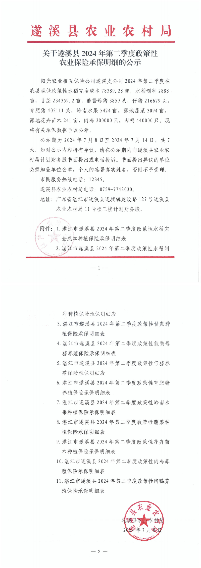 关于遂溪县2024年第二季度政策性农业保险补贴承保明细的公示(扫描件）_00.png