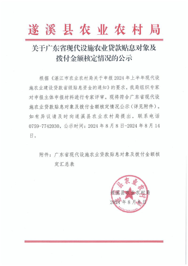 关于广东省现代设施农业贷款贴息对象及拨付金额核定情况的公示_00.png