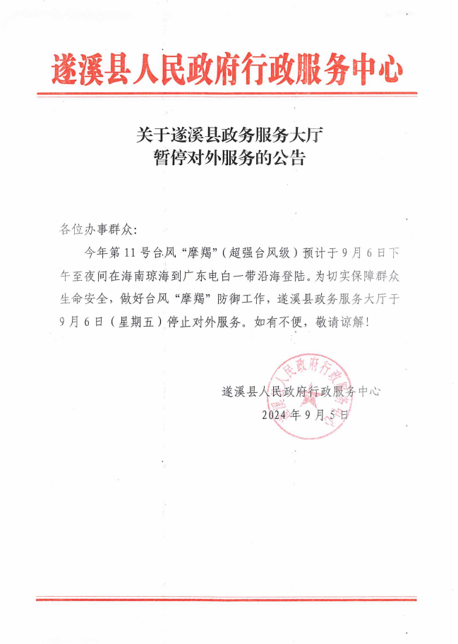 关于遂溪县政务服务大厅暂停对外服务的公告.png