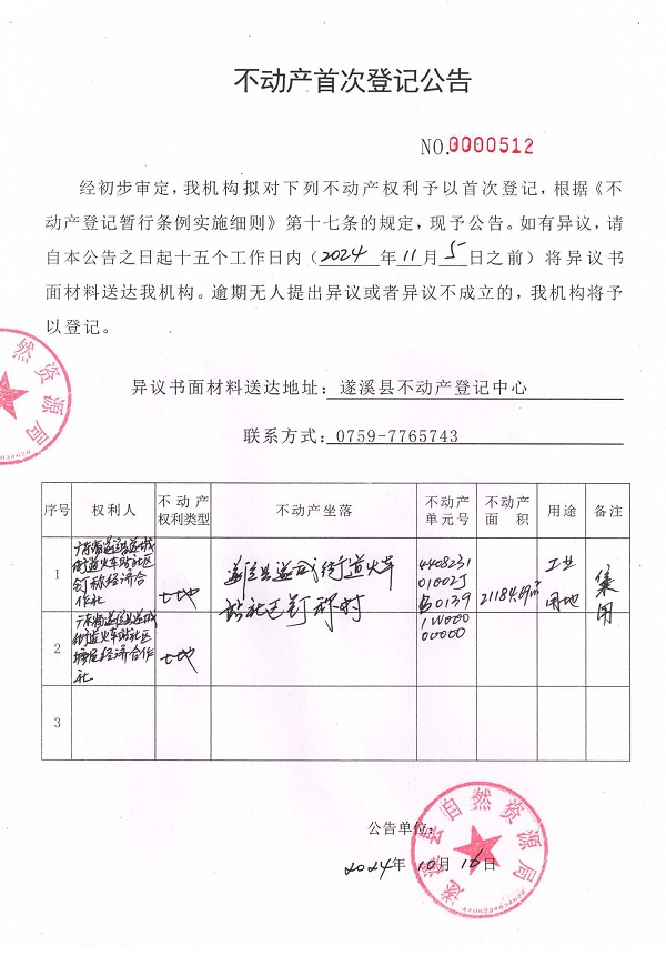1016不动产首次登记公告（广东省遂溪县遂城街道火车站社区钉称经济合作社、广东省遂溪县遂城街道火车站社区塘尾经济合作社 ）.jpg