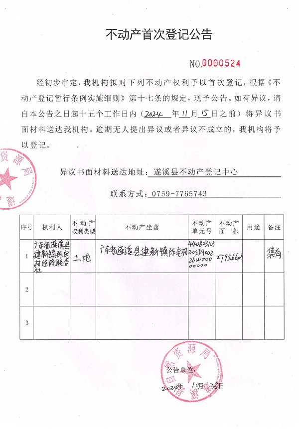 1028不动产首次登记公告（广东省遂溪县建新镇陈宅村经济联合社）1.jpg