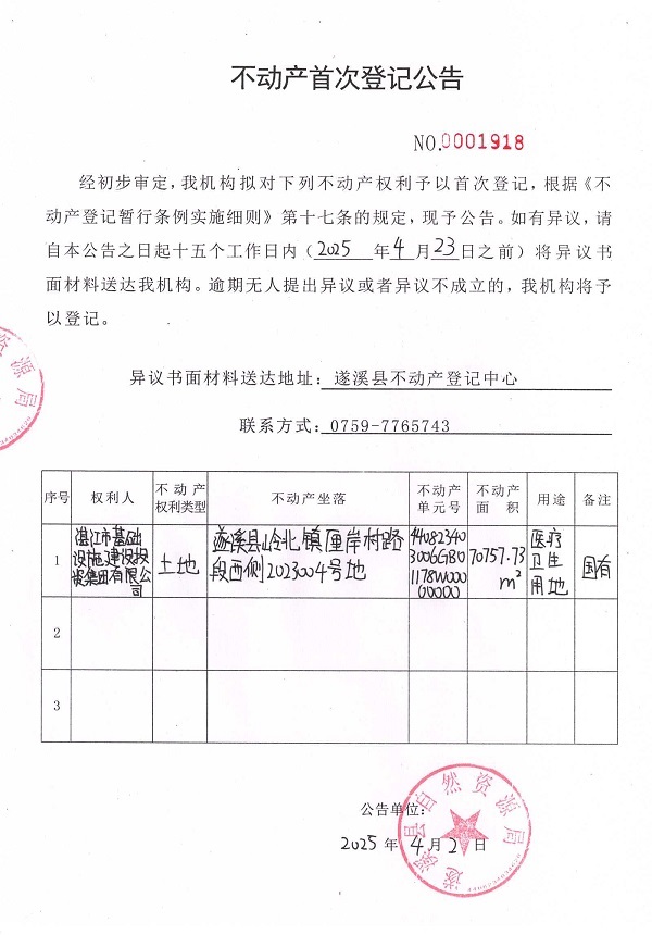 不动产首次登记公告（湛江市基础设施建设投资集团有限公司）.jpg
