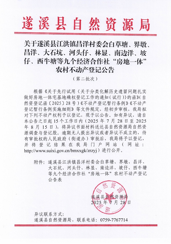 江洪镇昌洋村委会白草塘等九个经济合作社不动产登记公告（第二批次）（历史遗留问题）_页面_1.jpg