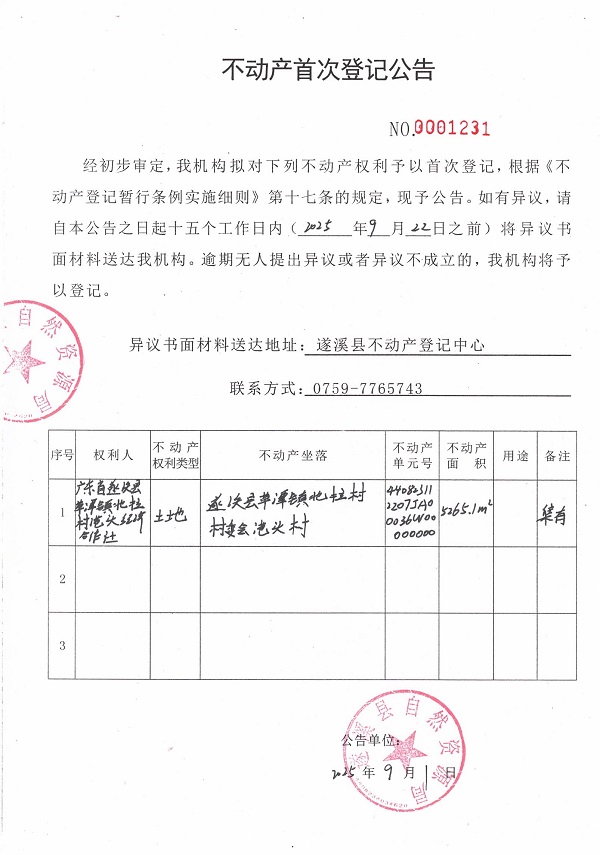 不动产首次登记公告（广东省遂溪县草潭镇北拉村港头经济合作社）.jpg