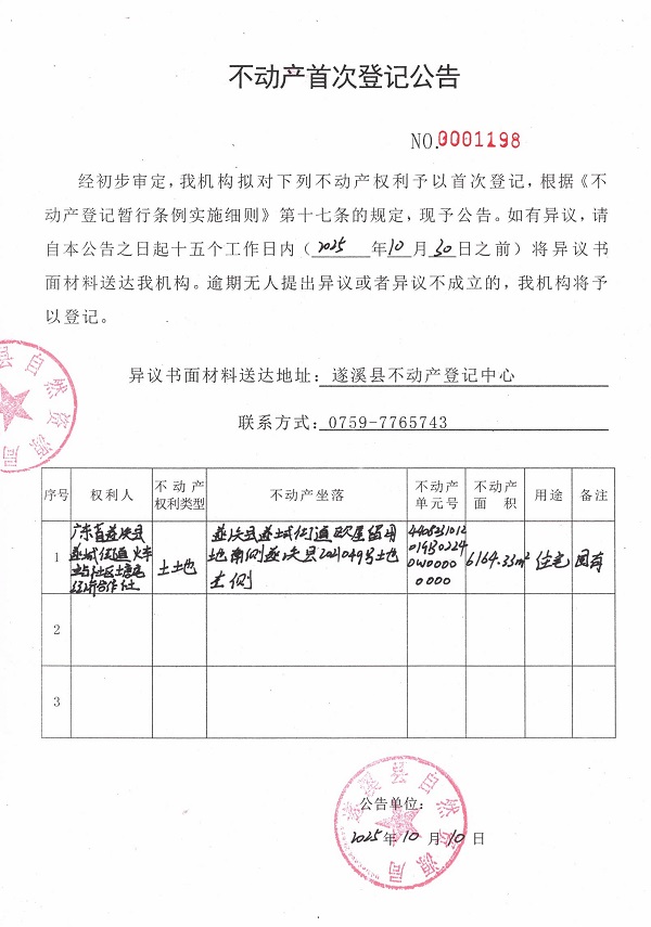 不动产首次登记公告（广东省遂溪县遂城街道火车站社区塘尾经济合作社）.jpg