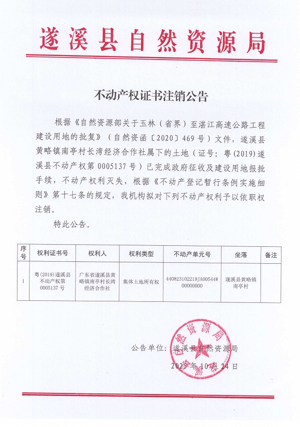 不动产权证书注销公告（遂溪县黄略镇南亭村长湾经济合作社）2.jpg