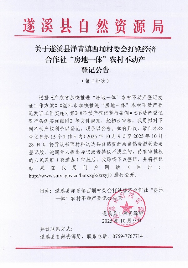 洋青镇西埇村委会打铁经济合作社不动产登记公告（第二批次）_页面_01.jpg