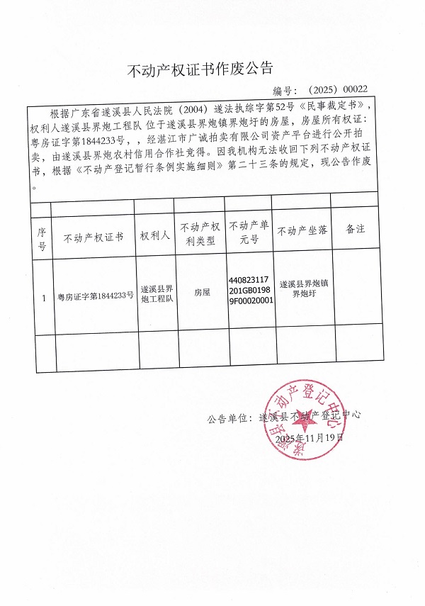 不动产权证书作废公告（遂溪县界炮工程队）.jpg