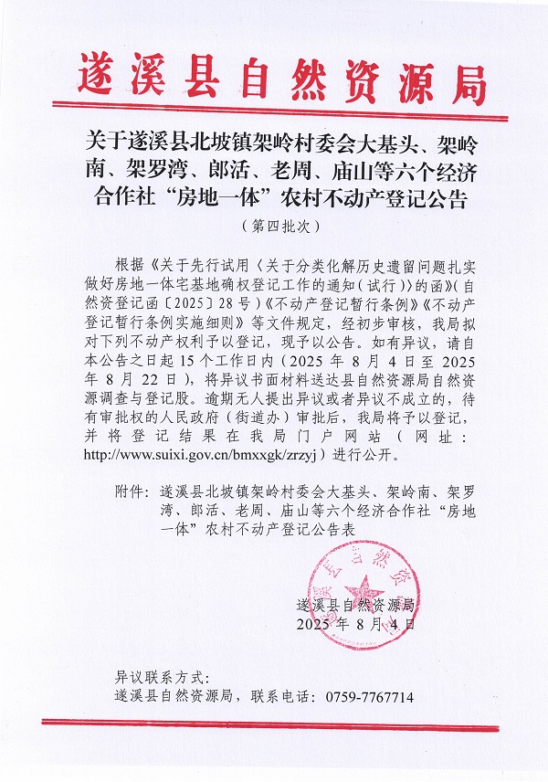 遂溪县北坡镇架岭村委会大基头等六个经济合作社“房地一体”农村不动产登记公告（第四批次）_页面_1.jpg