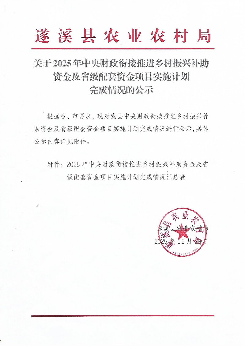 关于2025年中央财政衔接推进乡村振兴补助资金及省级配套资金项目实施计划完成情况的公示_01.png