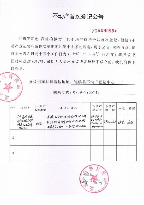 不动产首次登记公告（广东省遂溪县岭北镇城里村后江经济合作社） (2).jpg