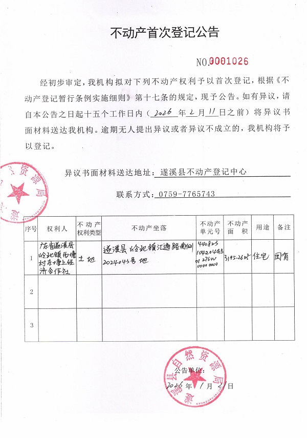 不动产首次登记公告（广东省遂溪县岭北镇西塘村东塘上经济合作社） (3).jpg
