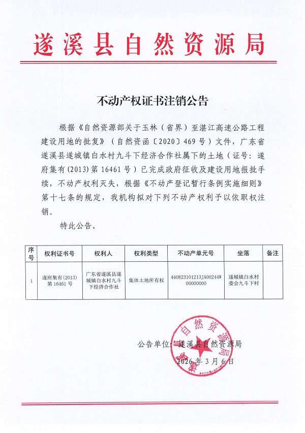 不动产权证书作废公告（广东省遂溪县遂城镇白水村九斗下经济合作社）.jpg