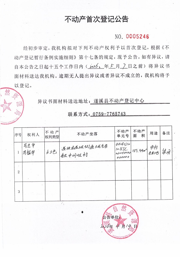 不动产首次登记公告（马志华、马振华）.jpg