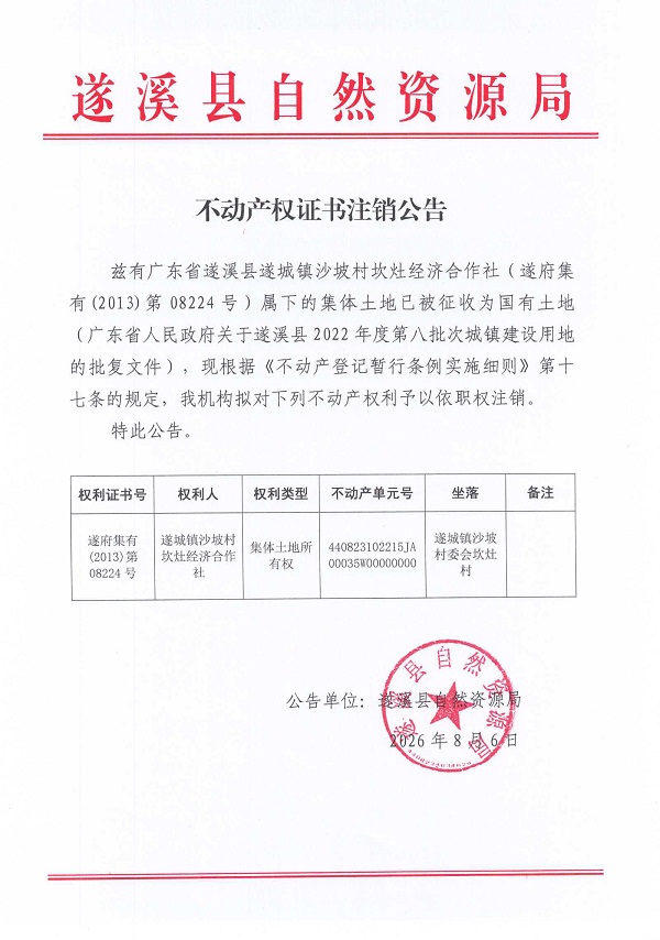 不动产权证书注销公告（遂城镇沙坡村坎灶经济合作社).jpg