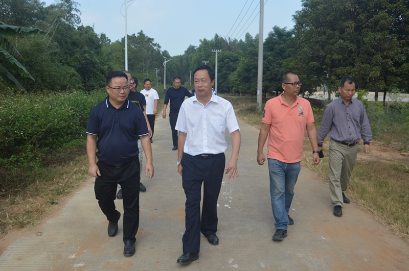 镇委书记梁盘,镇委副书记,镇长陈耀明,镇委委员何远林陪同.